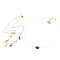 Brass Cable Chains Pendant Necklaces Sets, with Nylon Wire, 304 Stainless Steel Findings and Glass Seed Beads & Evil Eye Lampwork Pendants, Blue, 15.94 inch(40.5cm), 13.58 inch(34.5cm), 2pcs/set