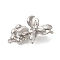 Brass Fold Over Clasps, Cadmium Free & Nickel Free & Lead Free, Long-lasting Plated, Flower, Real Platinum Plated, 34mm, Hole: 1.2mm