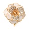 Brass Micro Pave Cubic Zirconia & Natural Shell & Enamel Fold Over Clasps, Cadmium Free & Nickel Free & Lead Free, Flower, Real 18K Gold Plated, 22x20x19.5mm, Hole: 1mm