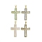 Real 18K Gold Plated Brass Micro Pave Cubic Zirconia Pendants, Cadmium Free & Nickel Free & Lead Free, Cross, Mixed Color, 32x21x3mm, Hole: 3.4x4.4mm