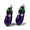 Cartoon Opaque Resin Vegetable Pendants, Funny Eye Eggplant Charms with Platinum Plated Iron Loops, Purple, 37x14.5x15.5mm, Hole: 2mm