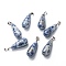 Natural Blue Spot Jasper Pendants, with Platinum Brass Findings, Teardrop, 26.5~29x10mm, Hole: 2.5~3.5x4~6mm