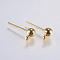 Eco-Friendly Brass Stud Earring Findings, with Loop, Long-Lasting Plated, Lead Free & Cadmium Free, Golden, 6x4mm, Hole: 1mm, Pin: 0.9mm