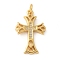 Brass Micro Pave Cubic Zirconia Pendants, Cadmium Free & Nickel Free & Lead Free, Cross Charms, with Jump Ring, Real 18K Gold Plated, 22.5x14.5x2mm, Hole: 3mm
