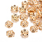 Brass Bead Caps, with Rhinestone, Light Gold, 6.5x2mm, Hole: 1mm
