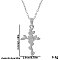 Stainless Steel Rose Flower Cross Pendant Necklaces for Women, Silver, 17.72 inch(45cm)