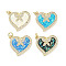 Brass Micro Pave Clear Cubic Zirconia Pendants, Cadmium Free & Lead Free, with Synthetic Opal and Jump Rings, Real 18K Gold Plated, Heart with Butterfly Charms, Mixed Color, 19x20x2.5mm, Hole: 3mm