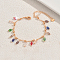Bohemian Plastic Beaded Charm Bracelets, Alloy Cable Chain Bracelets for Women, Teardrop, Faceted, Colorful, Inner Diameter: 7-1/8 inch(18cm)