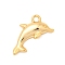 Brass Charms, Nickel Free, Real 18K Gold Plated, Dolphin, 11x14x2.5mm, Hole: 1.6mm