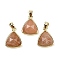 Natural Sunstone Pendants, with Golden Tone Brass Findings, Triangle, Faceted, 14x11.5x4.5mm, Hole: 2.5x3.5mm