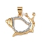 Brass Micro Pave Cubic Zirconia Pendants, Cadmium Free & Lead Free, Snail, Real 18K Gold Plated, 19x24x3mm, Hole: 5x4mm
