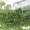 TOHO Round Seed Beads, Japanese Seed Beads, (393) Inside Color Topaz/Opaque Green Lined, 8/0, 3mm, Hole: 1mm, about 222pcs/10g
