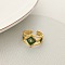 204 Stainless Steel Enamel Cuff Rings, Golden, Rhombus with Evil Eye Pattern, Green, Rhombus: 15mm, Inner Diameter: 18mm
