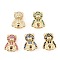 Brass Micro Pave Cubic Zirconia Slide Charms, Long-Lasting Plated, Bear, Golden, 12.5x9.5x5.5mm, Hole: 2x10mm
