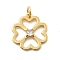 Brass Micro Pave Cubic Zirconia Pendants, Cadmium Free & Nickel Free & Lead Free, Clover Charms, Real 18K Gold Plated, with Jump Ring, Clear, 18x16x3mm, Hole: 3mm