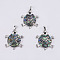 Abalone Shell/Paua Shell Pendants, with Platinum Tone Brass Bail, Tortoise, 43.5x34.5x7mm, Hole: 4.5x8mm