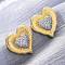 Heart Brass Micro Pave Clear Cubic Zirconia Stud Earrings, Long-Lasting Plated, Lead Free & Cadmium Free, Real 18K Gold Plated, 23.5x24mm