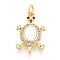 Brass Micro Pave Clear Cubic Zirconia Pendants, Cadmium Free & Lead Free, with Shell, Tortoise, with Jump Ring, Real 18K Gold Plated, 18.5x12x4mm, Hole: 3mm