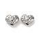Brass Micro Pave Clear Cubic Zirconia Beads, Cadmium Free & Nickel Free & Lead Free, Heart, Platinum, 6.5x8.5x5.5mm, Hole: 1.8mm