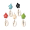Natural Mixed Cowrie Shell Pendants, Tortoise, with Iron Eye Pin Loop & Brass Beads & Synthetic Turquoise Beads & Platinum Copper Wire, Mixed Color, 45~48x14x10~10.5mm, Hole: 3.5mm