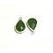 Silver Color Plated Brass Glass Teardrop Pendants, Faceted, Olive Drab, 18x10x5mm, Hole: 2mm