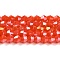 Opaque Solid Color Electroplate Glass Beads Strands, AB Color Plated, Faceted, Bicone, Orange Red, 4x4mm, Hole: 0.8mm, about 80~85pcs/strand, 30~32cm