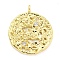 Brass Micro Pave Clear Cubic Zirconia Pendants, Cadmium Free & Nickel Free & Lead Free, Round, 22.5x19x3.5mm, Hole: 1.8mm