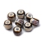 Handmade Porcelain Beads, Round, Coconut Brown, 6~7x5~6mm, Hole: 2mm