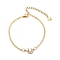 Clear Cubic Zirconia Link Bracelets, Brass Jewelry for Women, Golden, 7-1/8 inch(18.2cm)