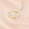 Fashionable Brass Cubic Zirconia Cuff Rings, Letter, Open Rings, Golden, Letter J, Inner Diameter: 16~19mm