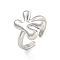 Brass Letter Open Cuff Rings for Women, Cadmium Free & Lead Free, Adjustable, Platinum, Letter K, 15~16.5x7~16.5mm