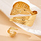 Leaf Alloy Cuff Bangle & Cuff Ring Sets, Golden, Inner Diameter: 60mm