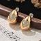 Teardrop Brass Micro Pave Clear Cubic Zirconia Stud Earrings, with Silicone Earplugs, Real 18K Gold Plated, Heart, 20.5x12mm
