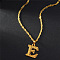 Brass Initial Pendant Necklaces, Golden, Letter E, 17.72 inch(45cm)