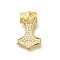 Rack Plating Brass Micro Pave Cubic Zirconia Pendants, Long-Lasting Plated, Lead Free & Cadmium Free, Hammer Charms, Real 18K Gold Plated, 26.5x16.5x9.5mm, Hole: 4.5mm