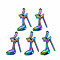 Alloy Pendants, Cadmium Free & Nickel Free & Lead Free, Shoes, Rainbow Color, 28x19x3mm, Hole: 1.4mm