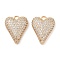 Brass Micro Pave Clear Cubic Zirconia Pendants, Cadmium Free & Nickel Free & Lead Free, Heart, Real 18K Gold Plated, 19x15.5x4mm, Hole: 2mm