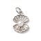 Brass Micro Pave Cubic Zirconia Pendants, Shell Shapes, with ABS Imitation Pearl Beads, Rack Plating, Long-Lasting Plated, Cadmium Free & Lead Free, with Jump Ring, Platinum, 16x11x5mm, Hole: 3mm