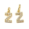 Brass Micro Pave Cubic Zirconia Pendants, Cadmium Free & Nickel Free & Lead Free, with Jump Ring, Letter Z, 8.5x5x1.5mm, Hole: 3.6mm