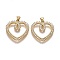 Brass Micro Pave Clear Cubic Zirconia Pendants, with Snap on Bails, Long-Lasting Plated, Heart, Real 18K Gold Plated, 26.5x25x3mm, Hole: 5mm