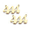 201 Stainless Steel Pendant Links, Laser Cut, Golden, Num.4, 12x22x1mm, Hole: 1.4mm