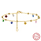 925 Sterling Silver Anklets, Micro Pave Diamond Cubic Zirconia Anklet, Real 14K Gold Plated, 8-1/2 inch(21.6cm)