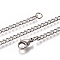 Non-Tarnish Men's Cuban Link Chain Necklaces, Fashionable 304 Stainless Steel Necklaces, with Lobster Claw Clasps, Stainless Steel Color, 23.82 inch(60.5cm), 3mm