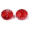 Transparent Spray Painted Glass Beads, Flower with Pawprint, Red, 15x15x5.5mm, Hole: 1.2mm