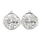 Brass Micro Pave Cubic Zirconia Pendants, Cadmium Free & Nickel Free & Lead Free, Flat Round with Dragon, Clear, 23x20x2mm, Hole: 1.6mm