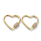 Brass Micro Pave Cubic Zirconia Screw Carabiner Lock Charms, for Necklaces Making, Quick Links, Long-Lasting Plated, Heart, Clear, Real 18K Gold Plated, 29.5x31x2.1mm