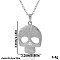 Cinco de Mayo Stainless Steel Sugar Skull Pendant Necklaces for Women, Silver, 17.72 inch(45cm)