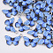 Printed Alloy Pendants, with Enamel, Butterfly, Platinum, Blue, 13.5x20x2mm, Hole: 1.6mm