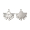 Non-Tarnish 304 Stainless Steel Pendant Cabochon Settings, Fan, Stainless Steel Color, Tray: 6mm, 26x26x2mm, Hole: 3mm