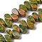 Natural Unakite Beads Strands, Teardrop, Top Drilled, 9~10x5~5.5x3.5~4mm, Hole: 0.7mm, about 40~48pcs/strand, 7.09~7.28''(18~18.5cm).